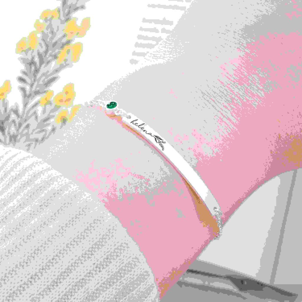 Personalised Silver Birth Flower Swarovski Crystal Bracelet