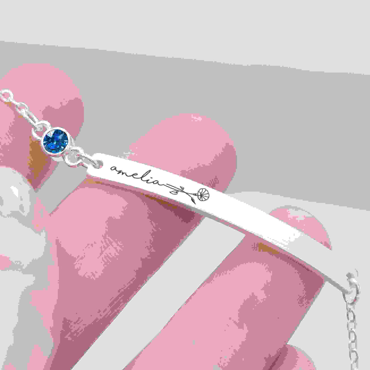 Personalised Silver Birth Flower Swarovski Crystal Bracelet