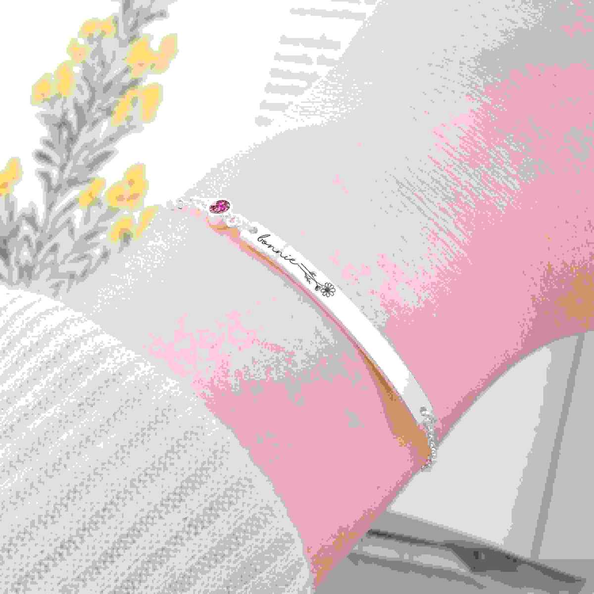 Personalised Silver Birth Flower Swarovski Crystal Bracelet