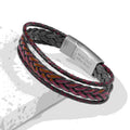 Personalised Men's Woven Layered Brown Leather Bracelet