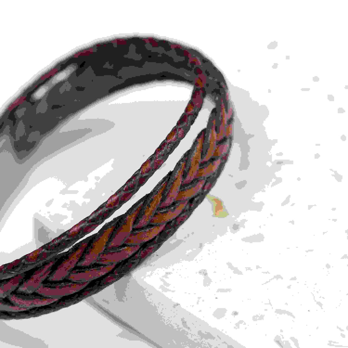 Personalised Men's Woven Layered Brown Leather Bracelet