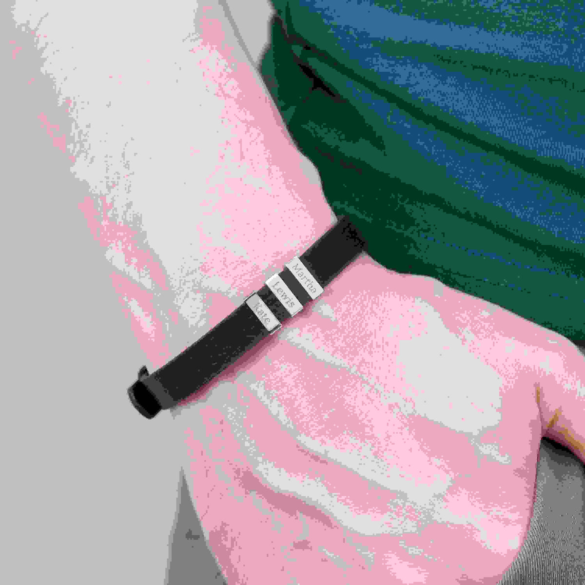 Personalised Men's Soho Tag Black Leather Bracelet