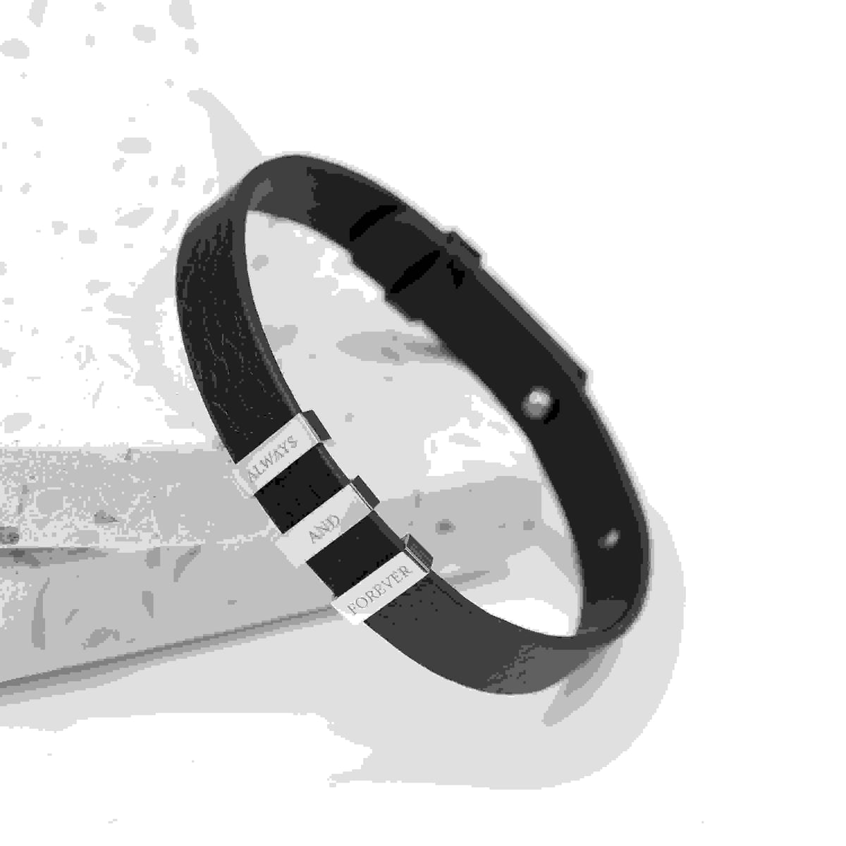 Personalised Men's Soho Tag Black Leather Bracelet
