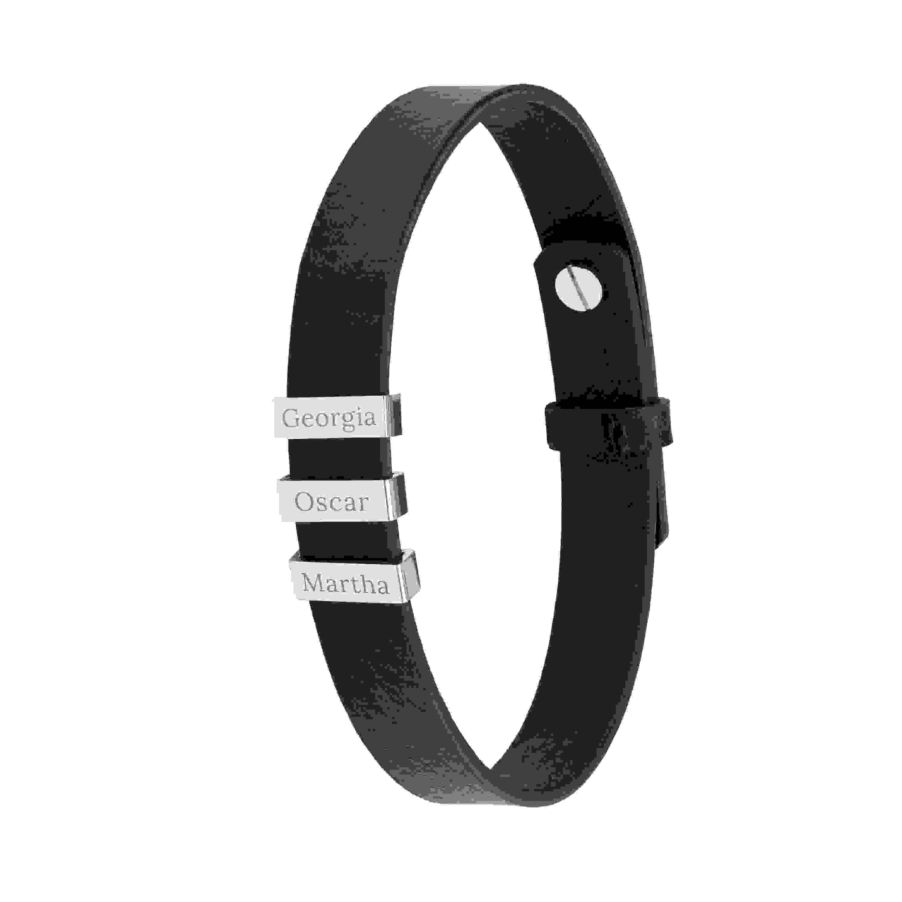 Personalised Men's Soho Tag Black Leather Bracelet