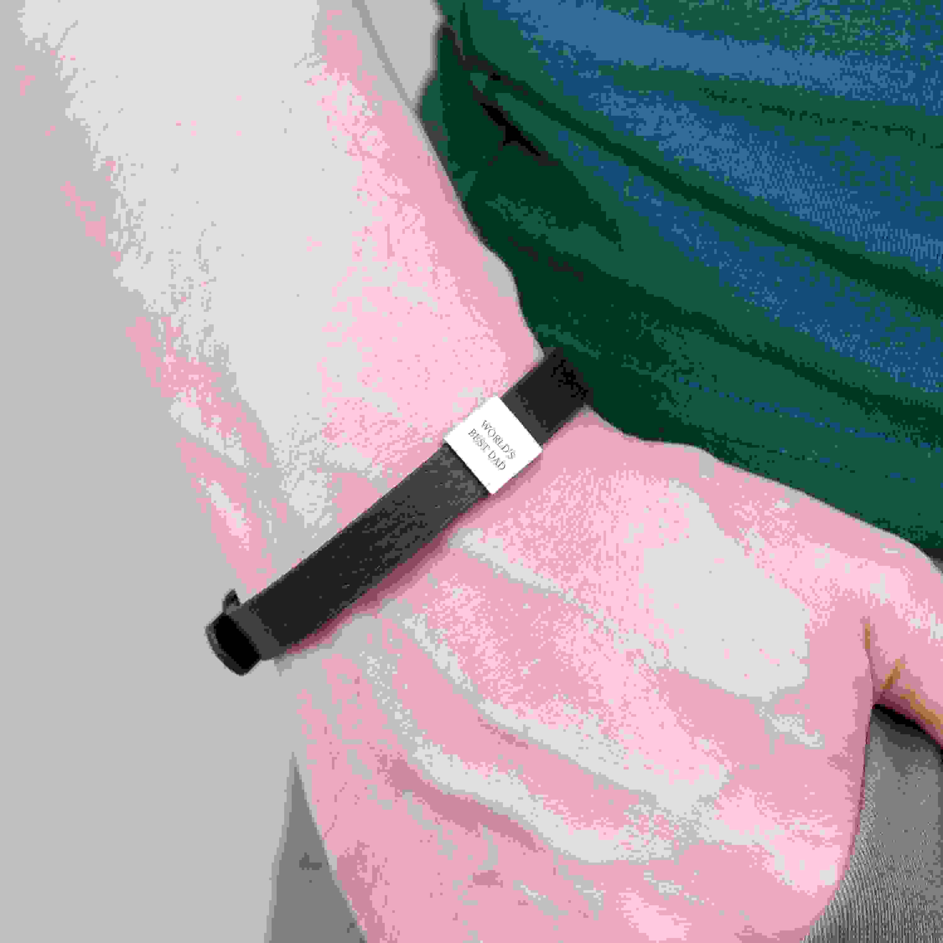 Personalised Men's Soho Tag Message Black Leather Bracelet