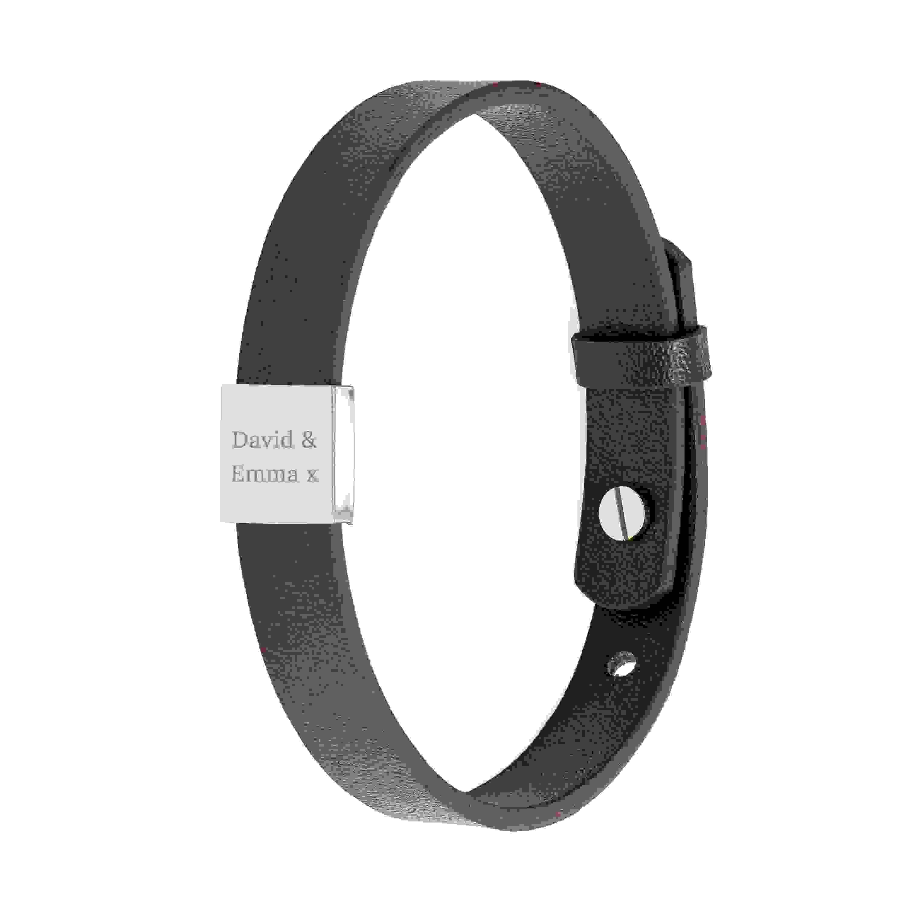 Personalised Men's Soho Tag Message Brown Leather Bracelet