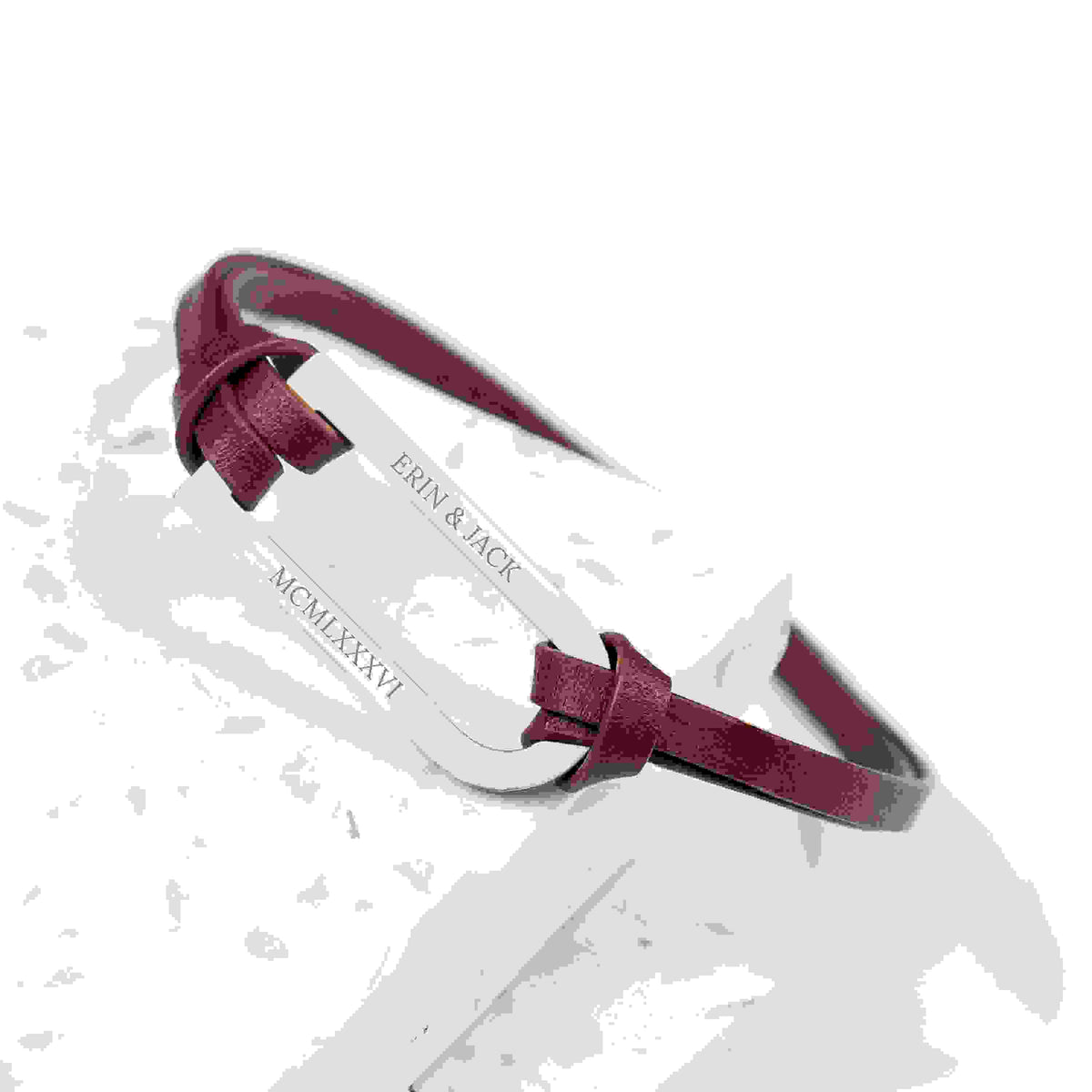 Personalised Men's Shoreditch Silver Bar Brown Leather Bracelet