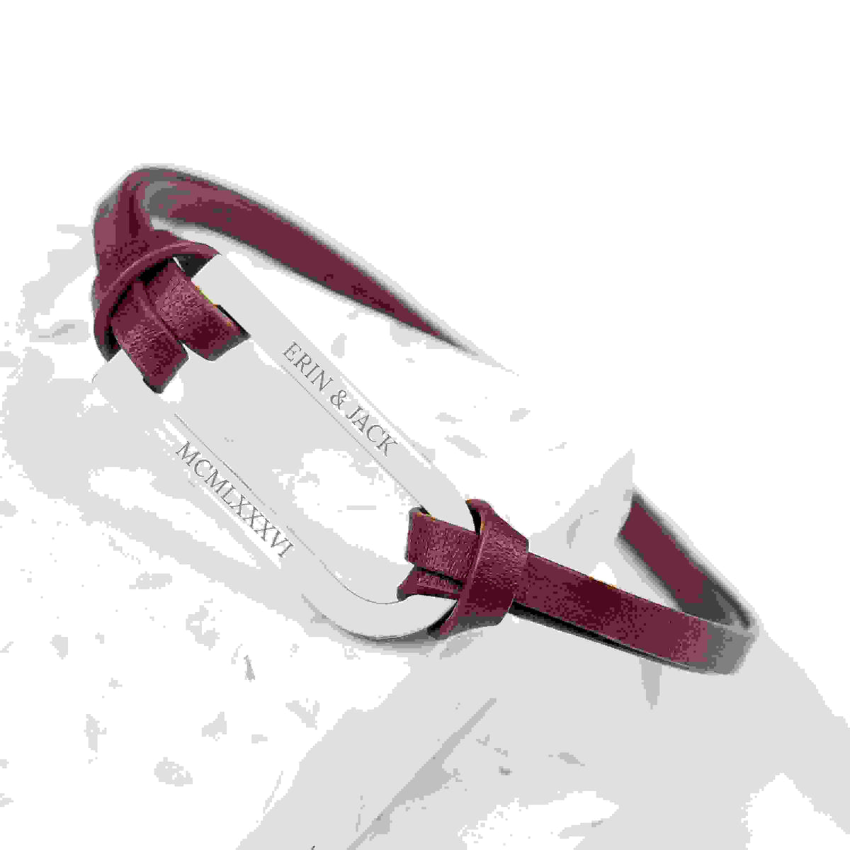Personalised Men's Shoreditch Silver Bar Brown Leather Bracelet