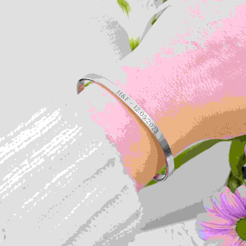 Personalised Silver Affirmation Bangle Bracelet