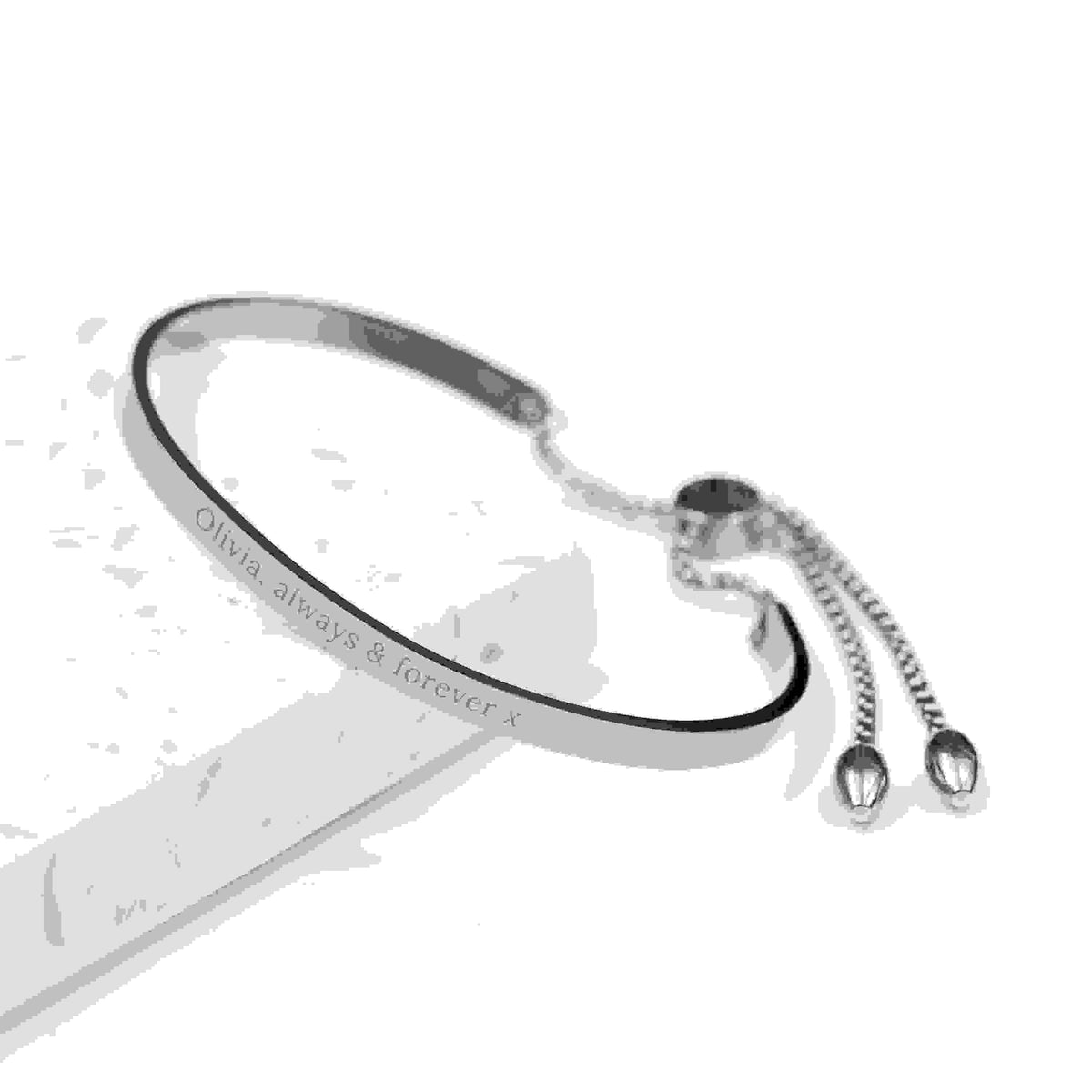 Personalised Silver Affirmation Bangle Bracelet