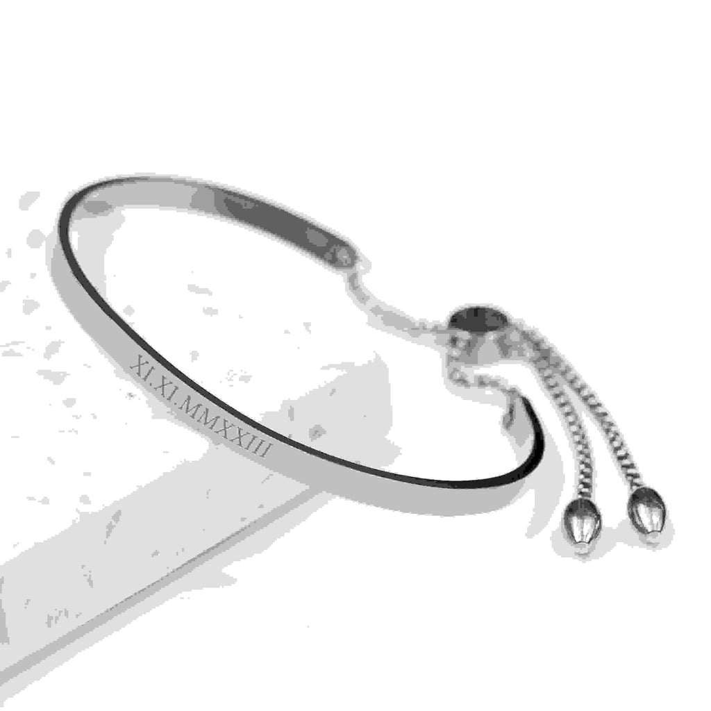 Personalised Silver Affirmation Bangle Bracelet