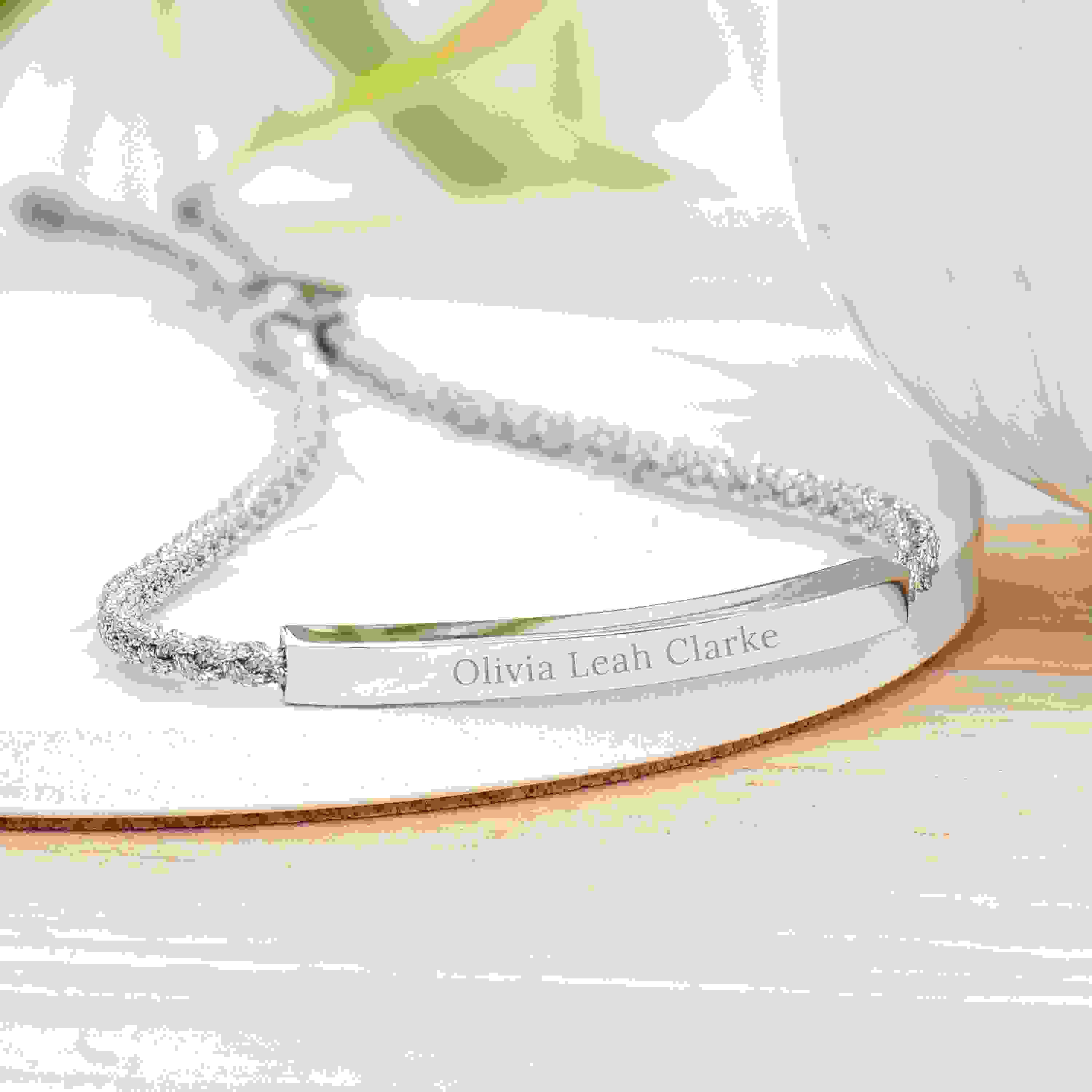 Personalised Silver Identity Rope Bracelet