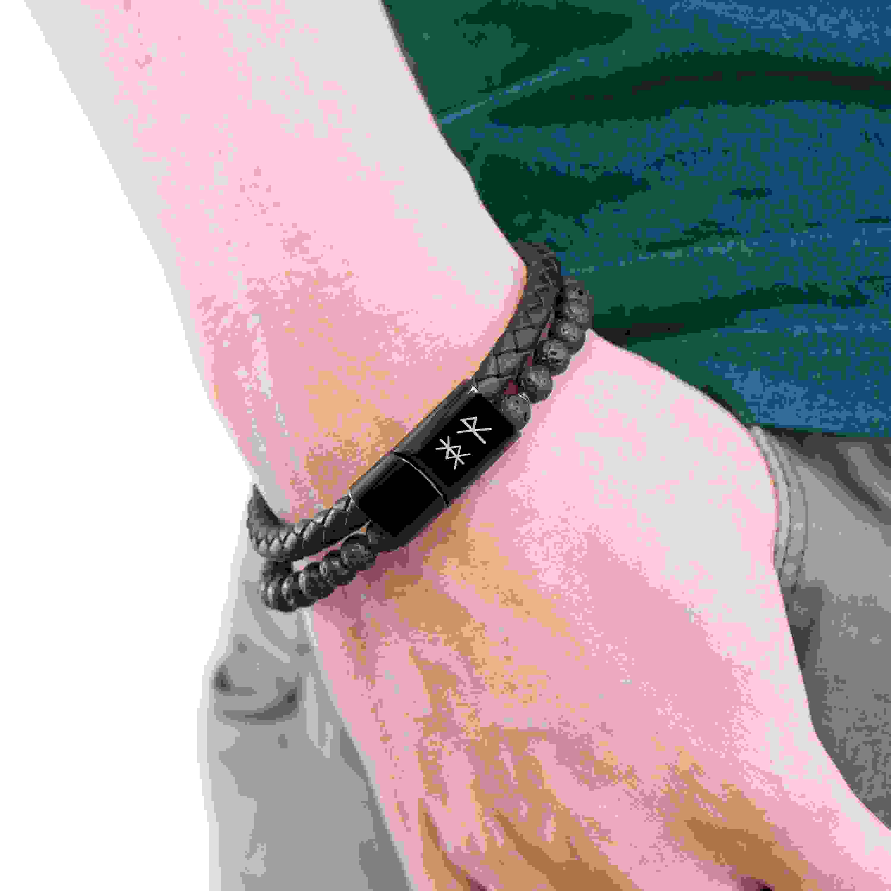 Personalised Men’s Black Rune Duo Bracelet