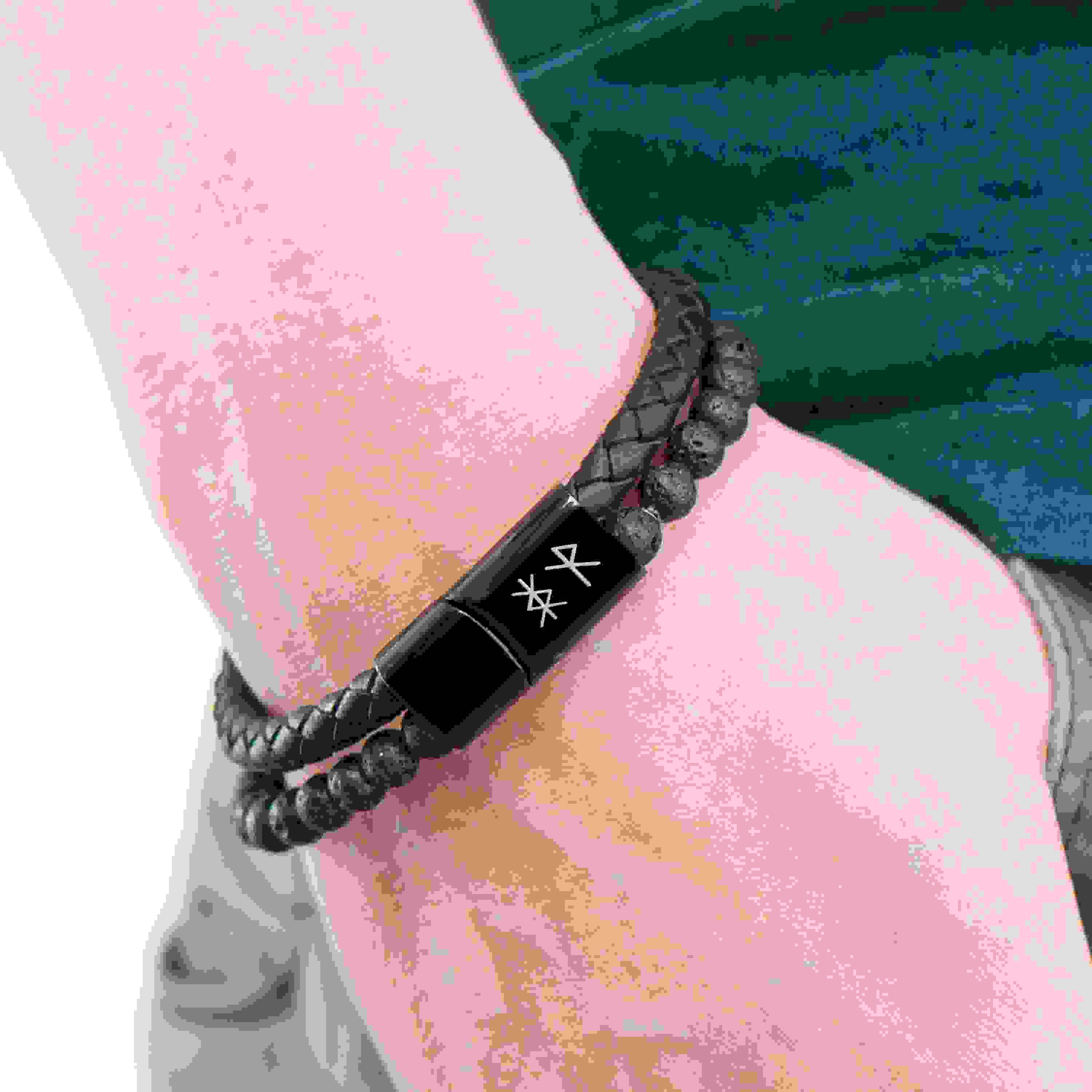 Personalised Men’s Black Rune Duo Bracelet