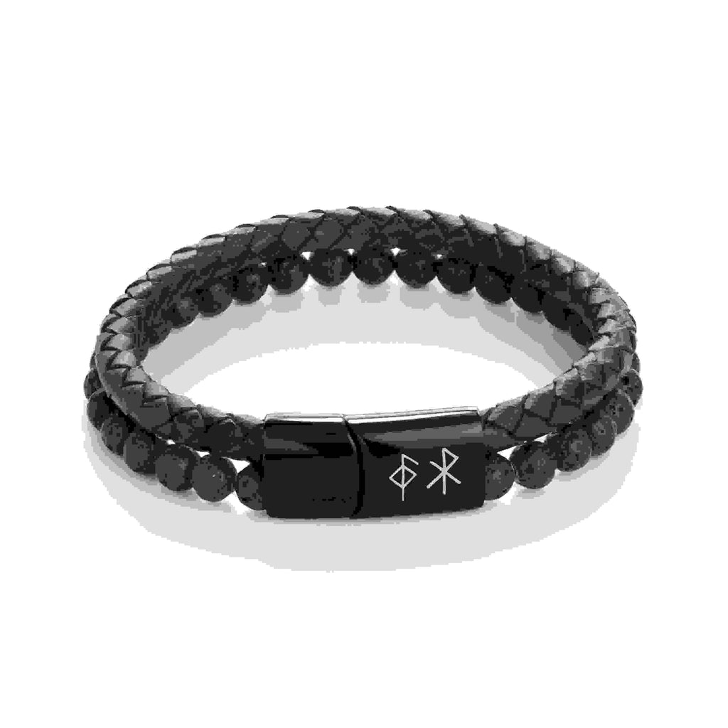 Personalised Men’s Black Rune Duo Bracelet