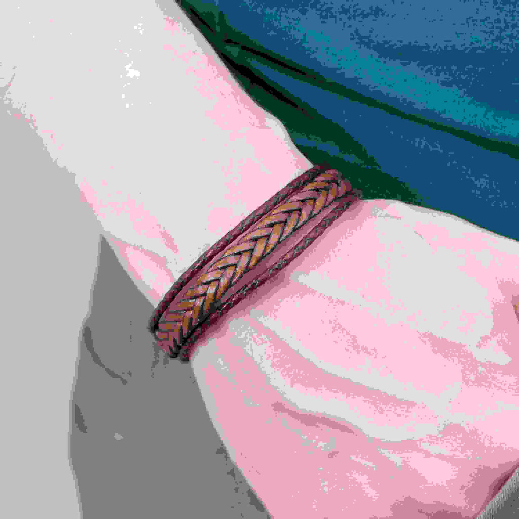 Personalised Men’s Brown Rune Woven Bracelet