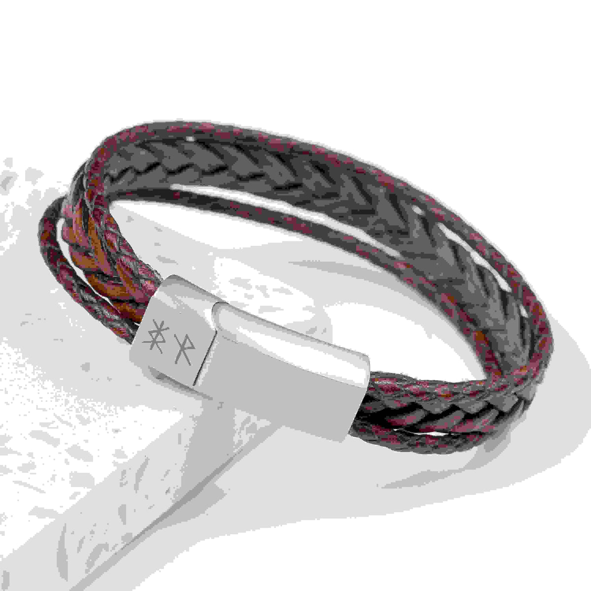 Personalised Men’s Brown Rune Woven Bracelet
