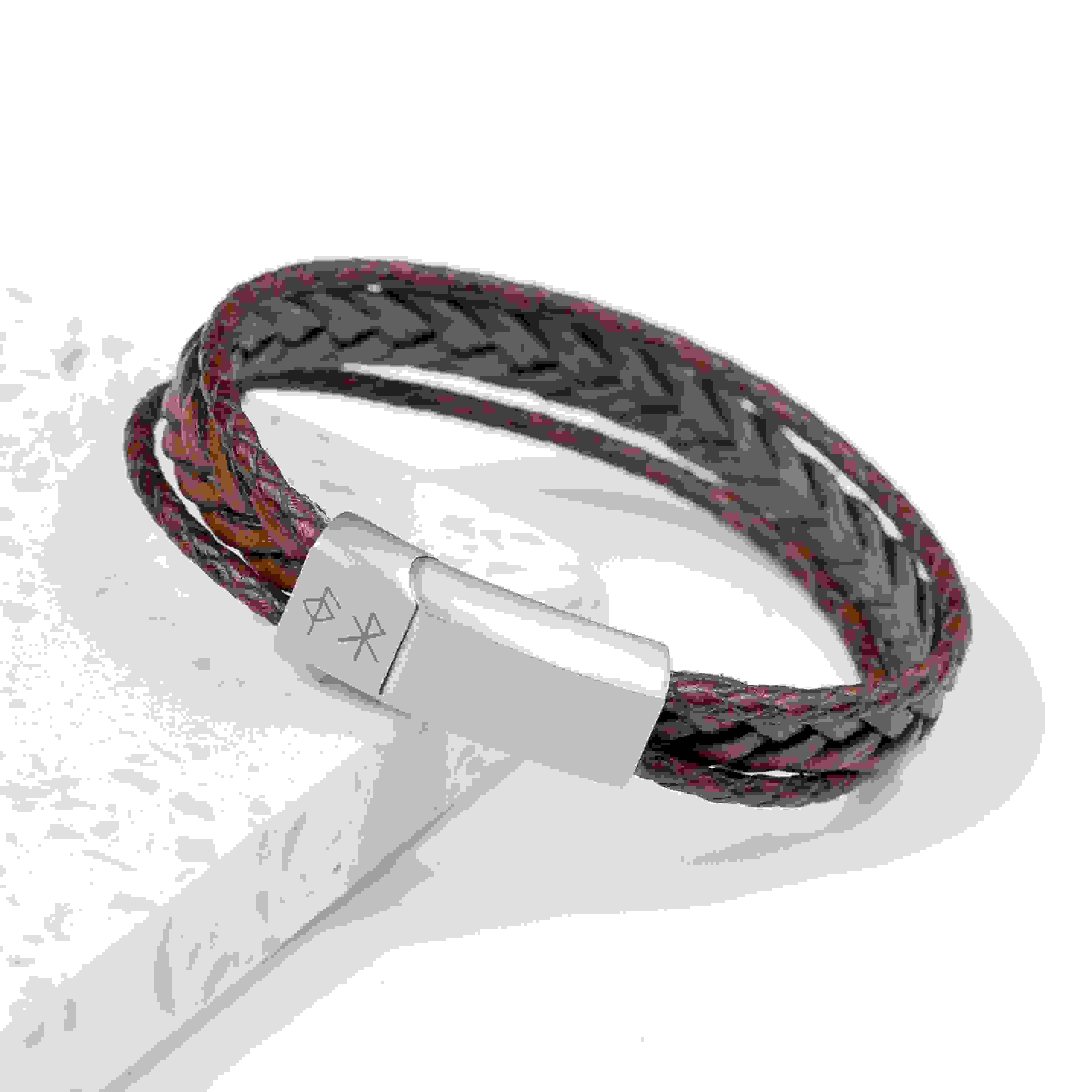 Personalised Men’s Brown Rune Woven Bracelet