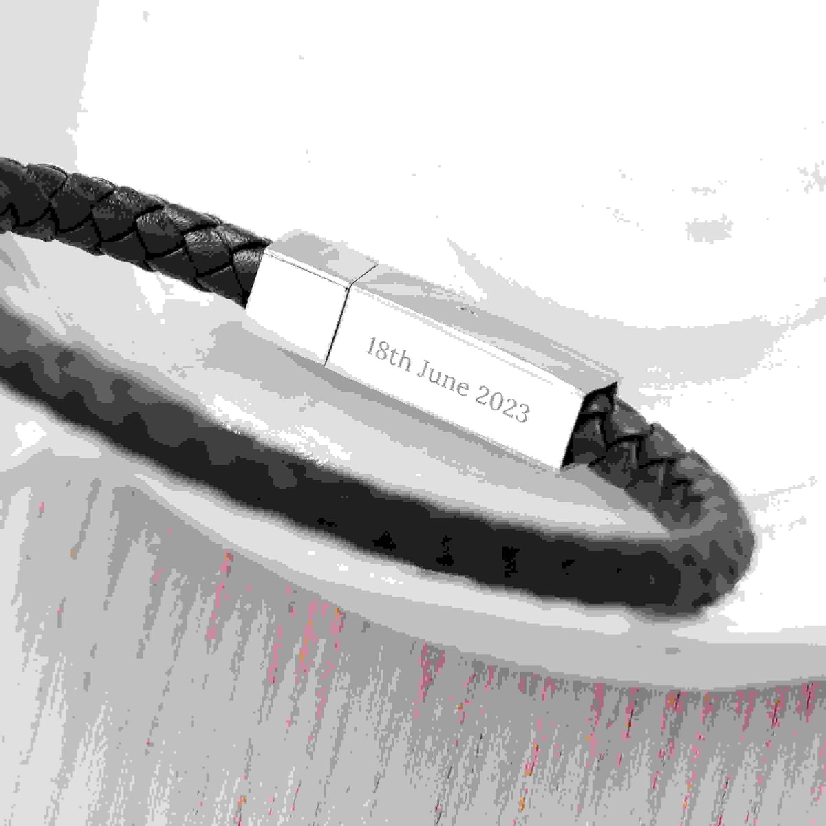 Personalised Men's Leather Infinity Bracelet With Tube Clasp