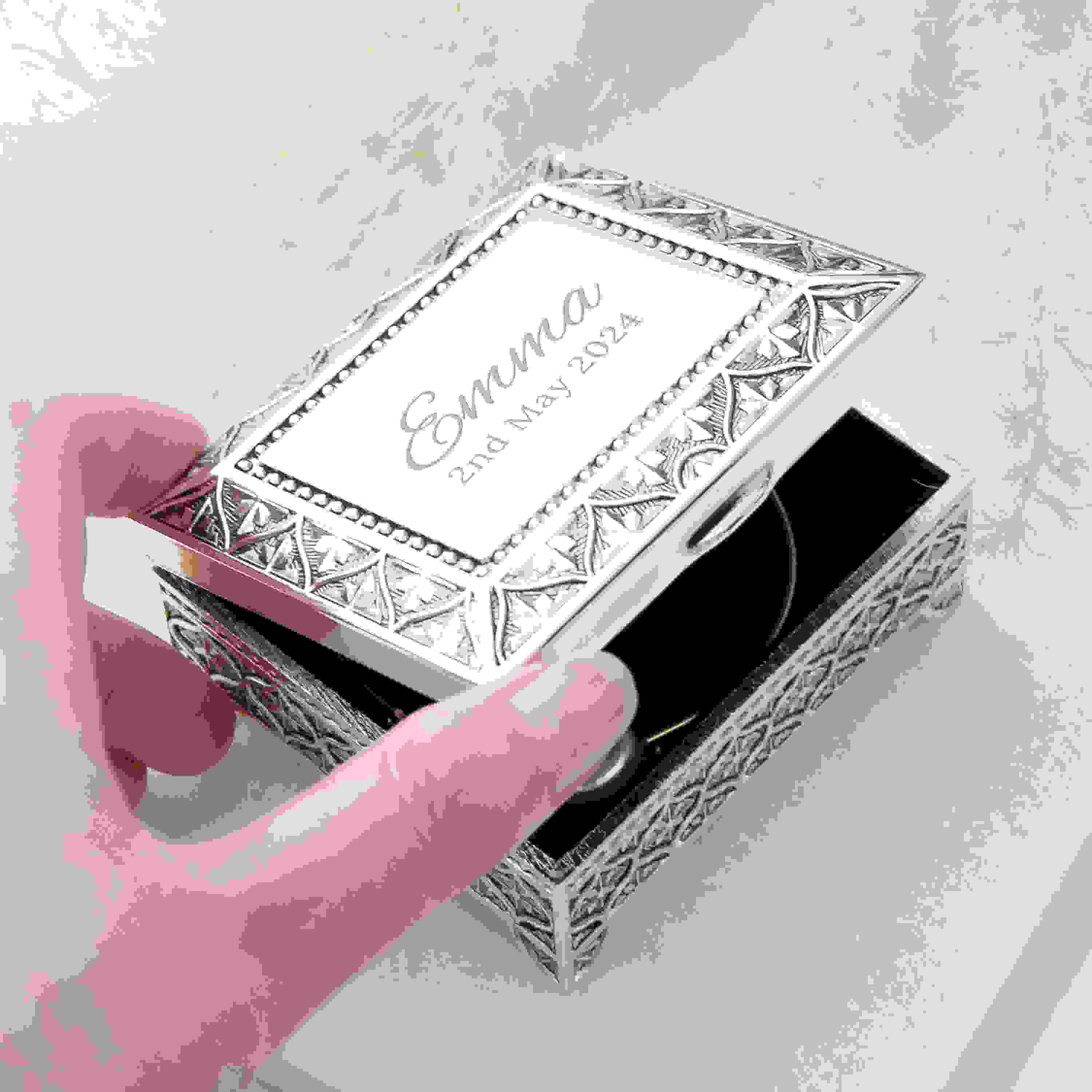 Personalised Miniature Mosaic Silver Trinket Box