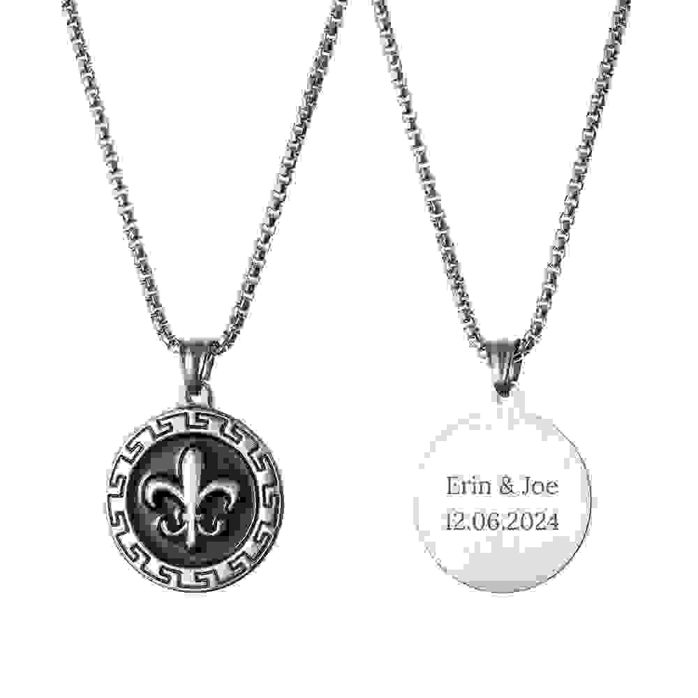 Personalised Men's Fleur-de-lis Pendant Necklace