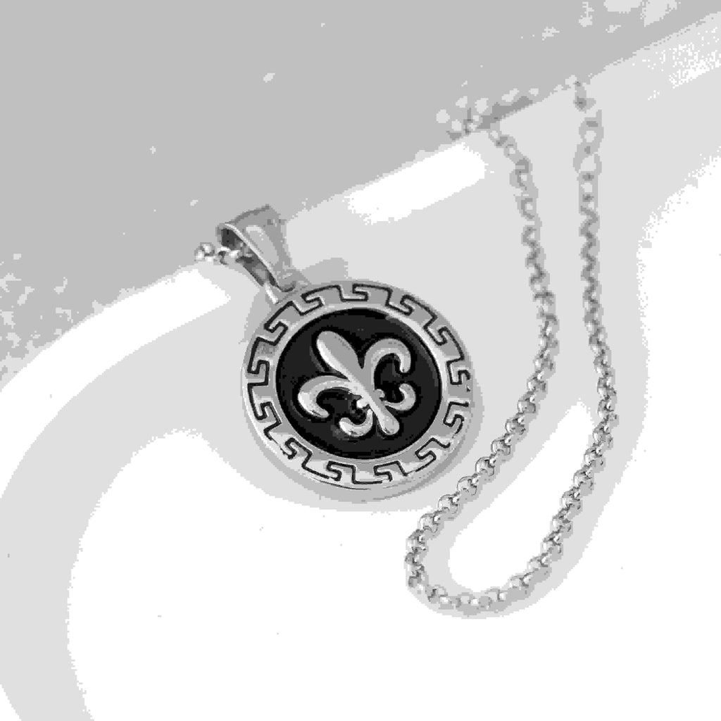 Personalised Men's Fleur-de-lis Pendant Necklace