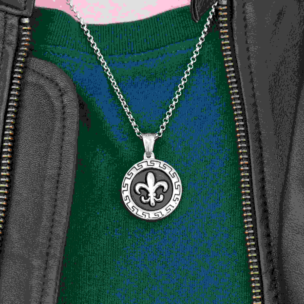 Personalised Men's Fleur-de-lis Pendant Necklace
