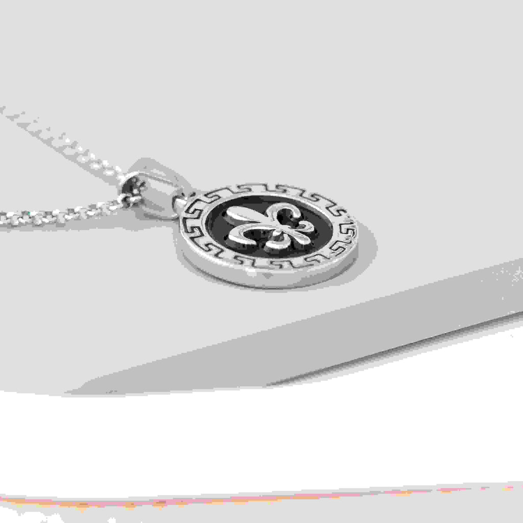 Personalised Men's Fleur-de-lis Pendant Necklace
