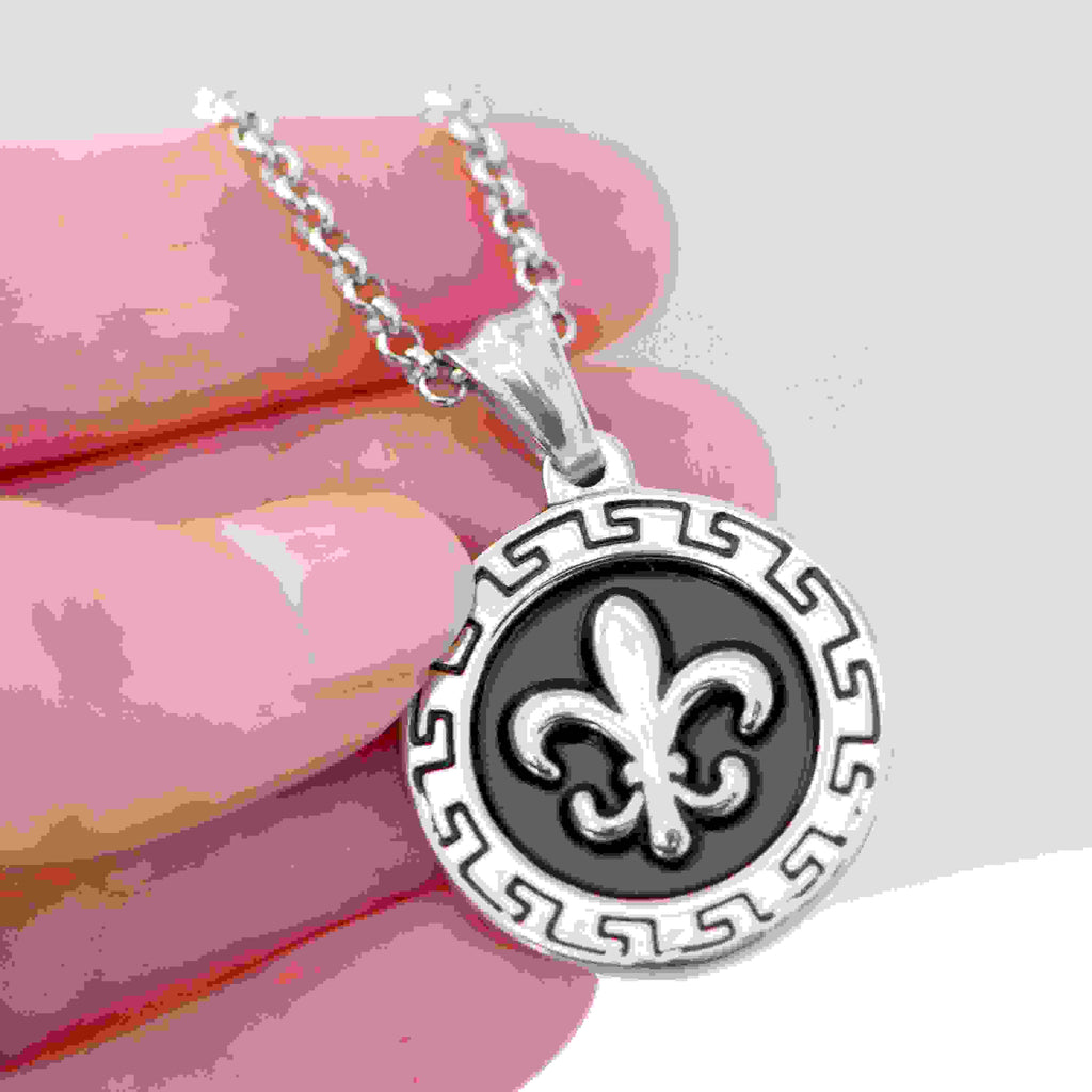 Personalised Men's Fleur-de-lis Pendant Necklace