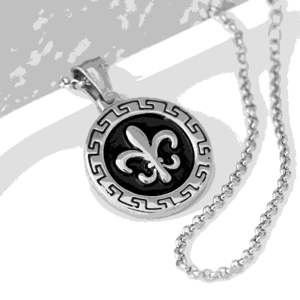 Personalised Men's Fleur-de-lis Pendant Necklace