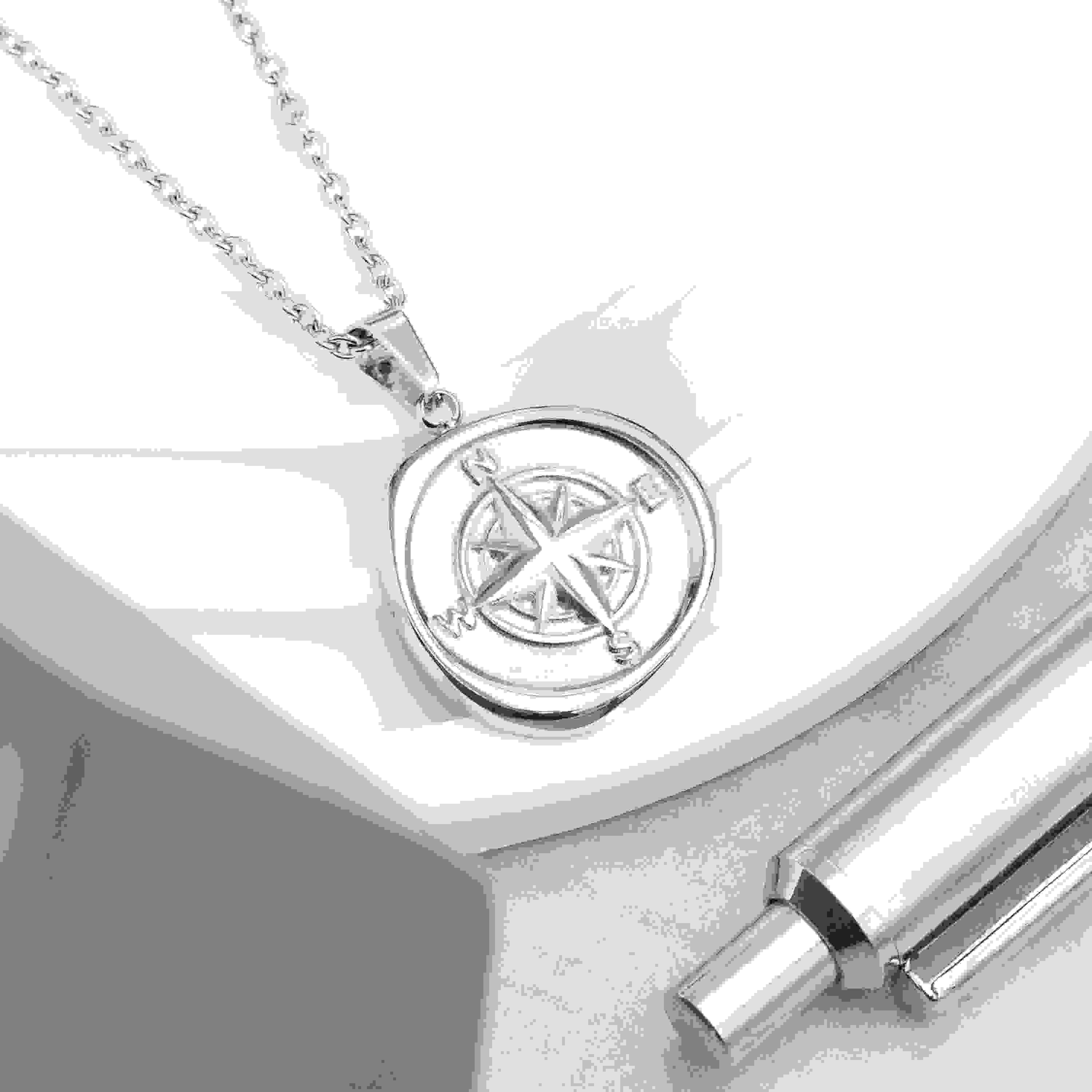 Personalised Men's Compass Amulet Necklace