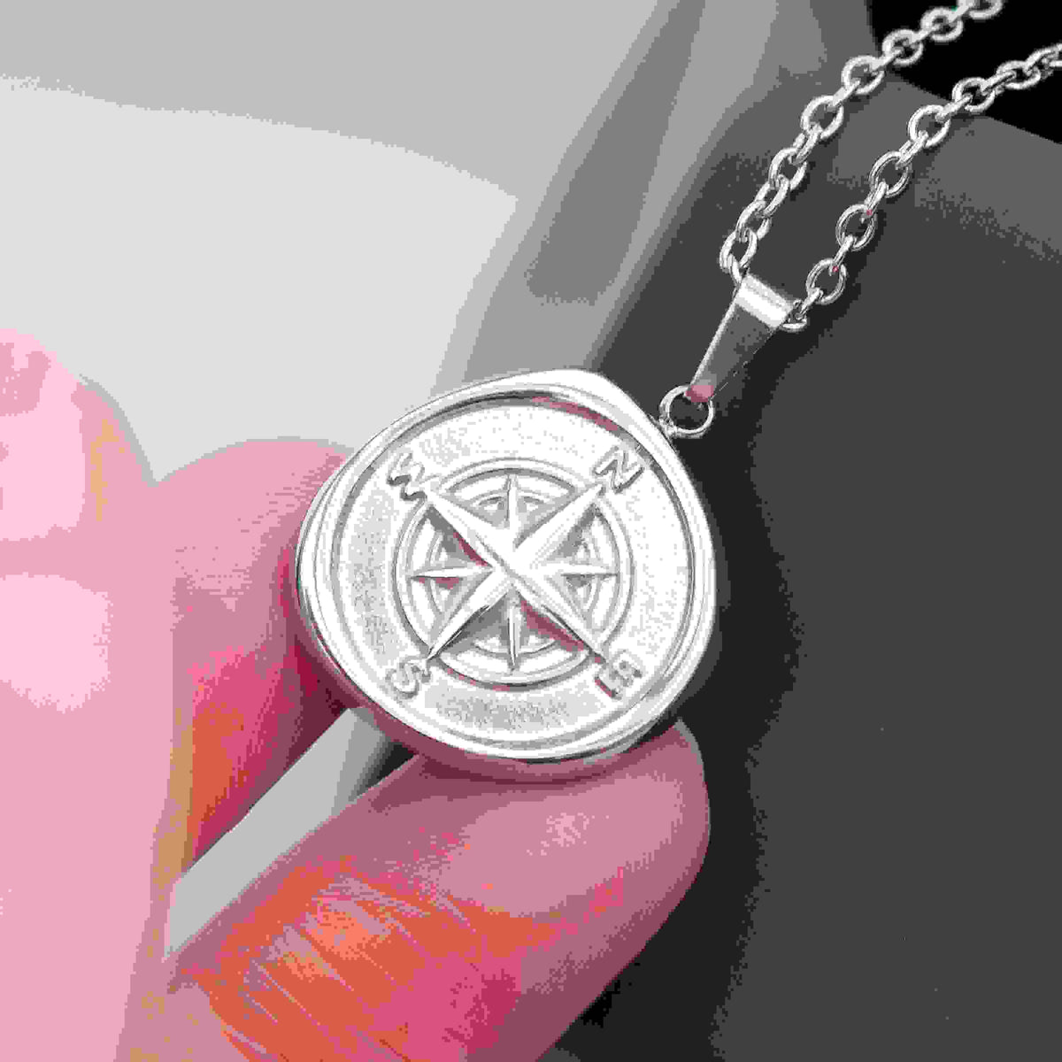 Personalised Men's Compass Amulet Necklace