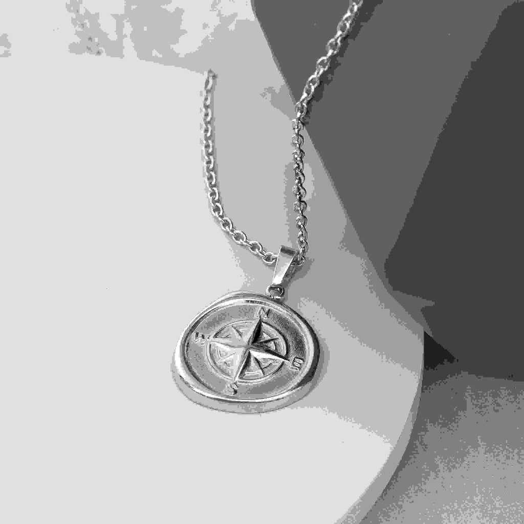 Personalised Men's Compass Amulet Necklace
