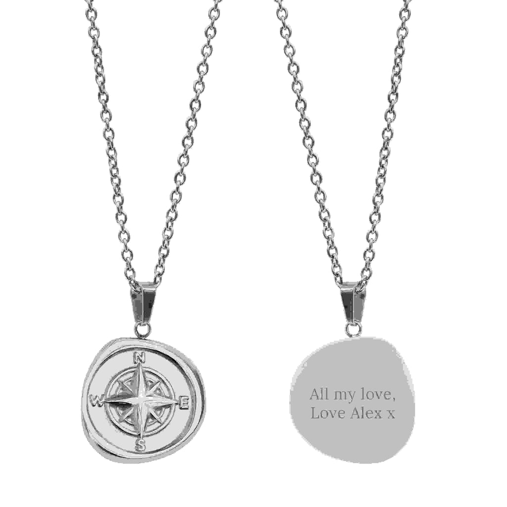 Personalised Men's Compass Amulet Necklace