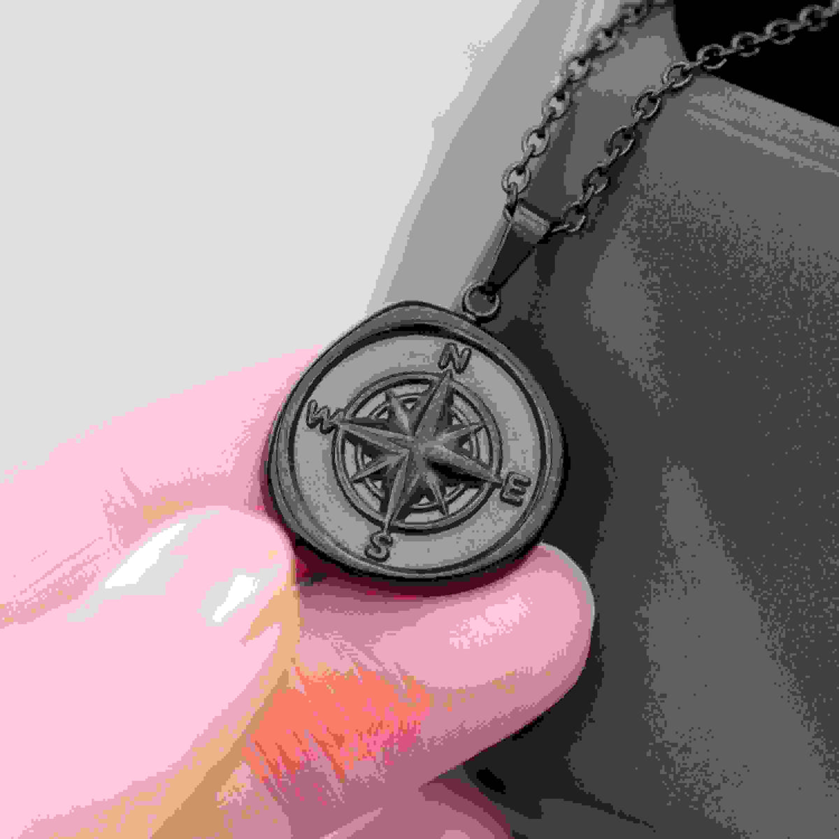 Personalised Men's Compass Amulet Necklace
