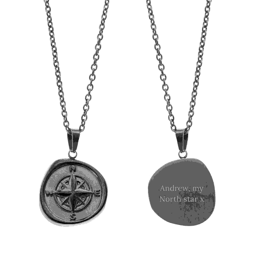 Personalised Men's Compass Amulet Necklace