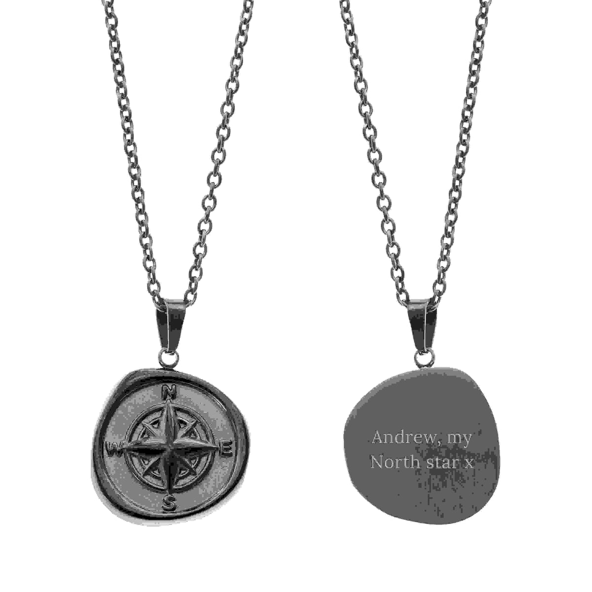 Personalised Men's Compass Amulet Necklace
