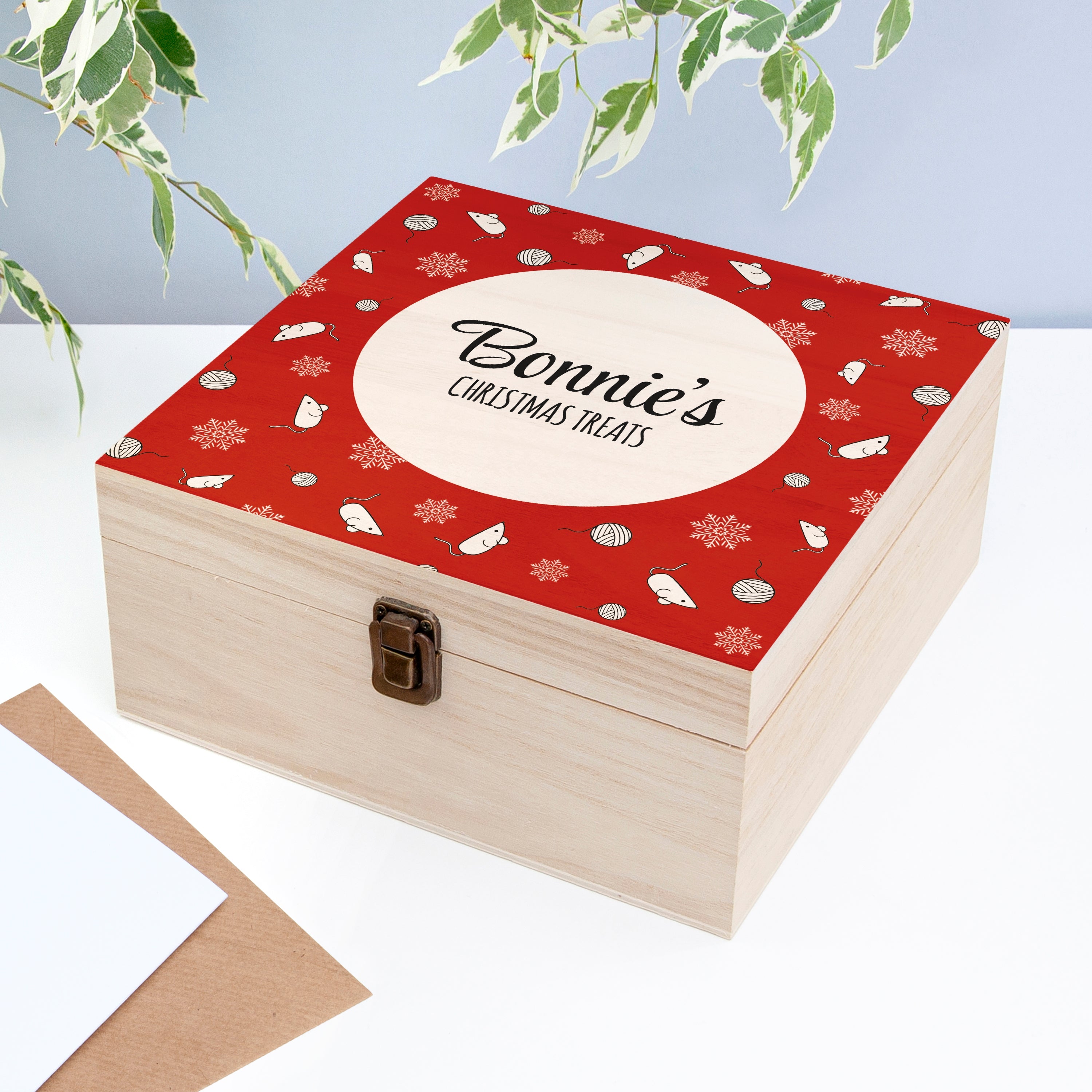 Personalised Cat Treats Christmas Box