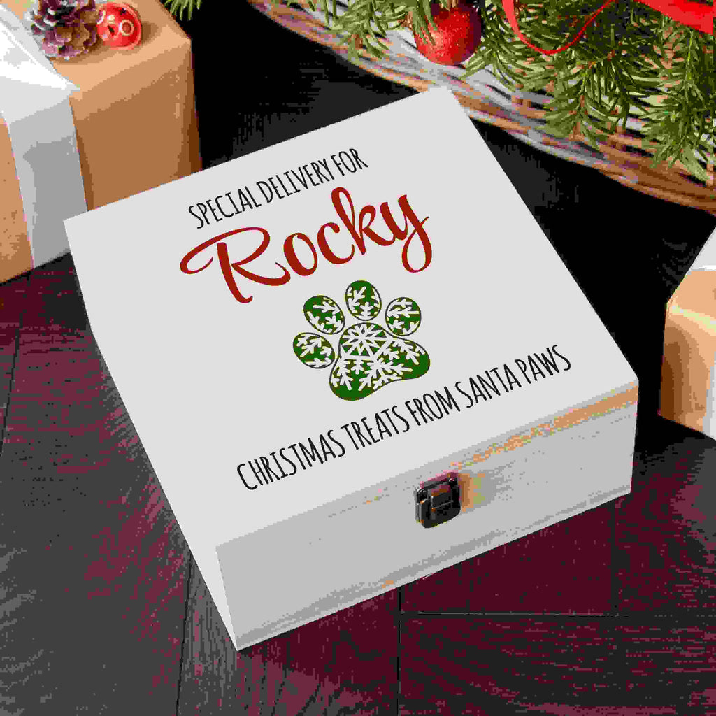 Personalised Pet Paw Christmas Treats Box