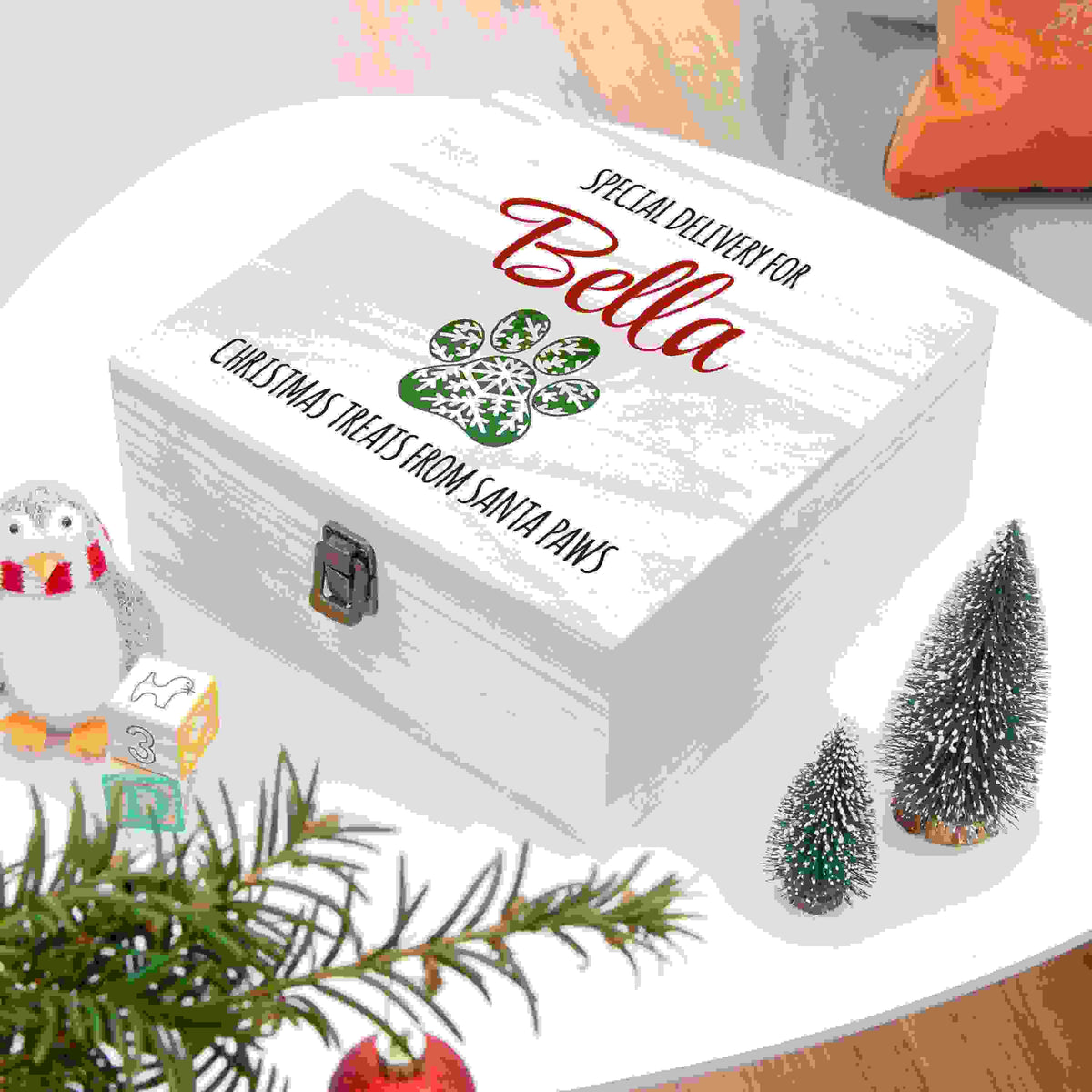 Personalised Pet Paw Christmas Treats Box