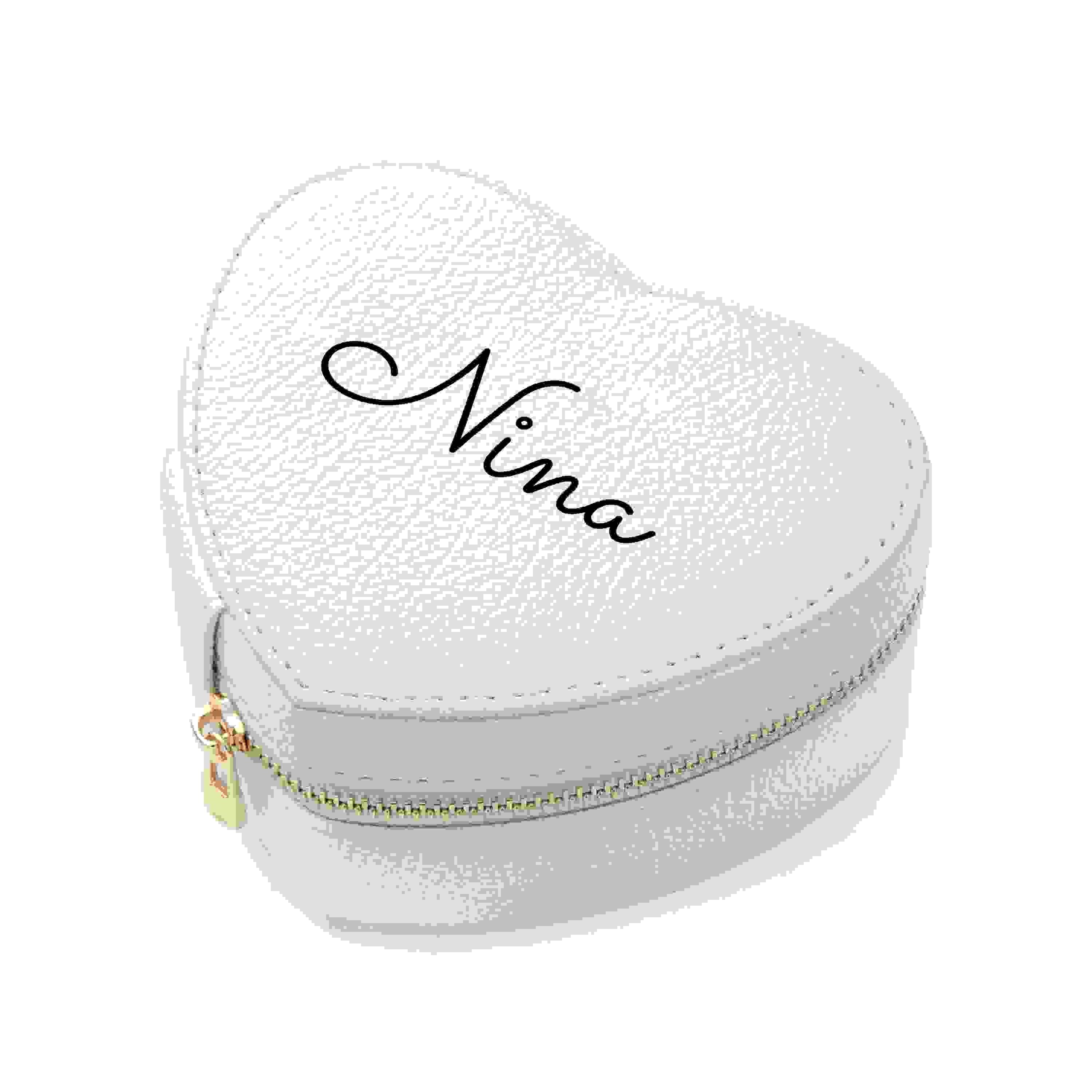 Personalised White Heart Jewellery Case