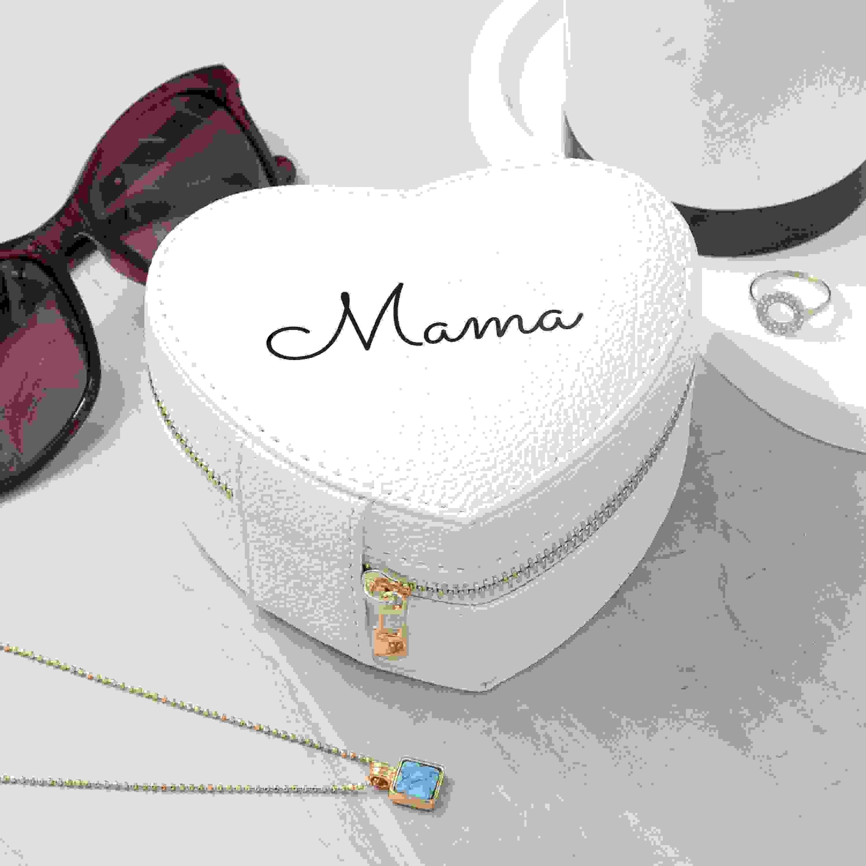 Personalised White Heart Jewellery Case