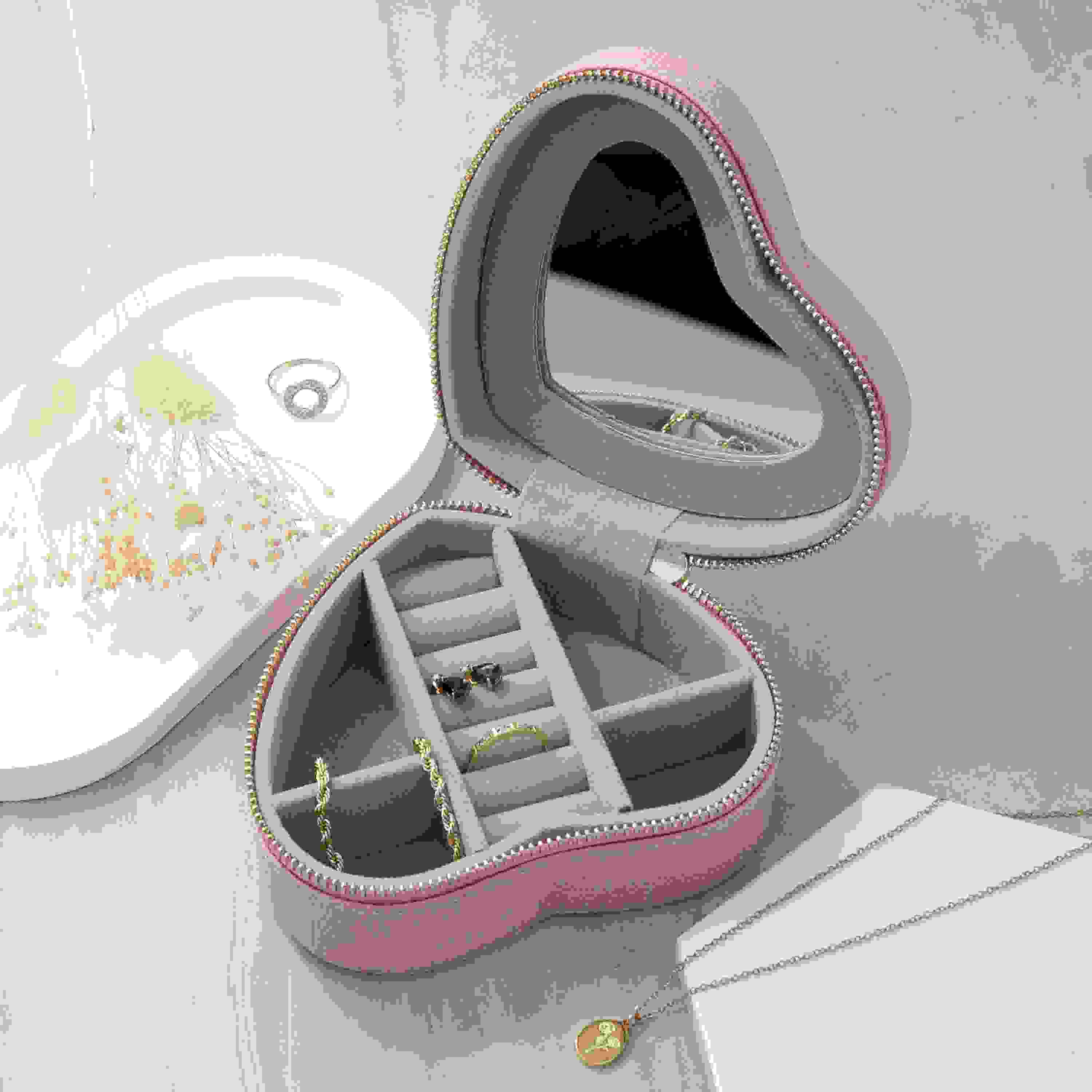 Personalised Pink Heart Jewellery Case