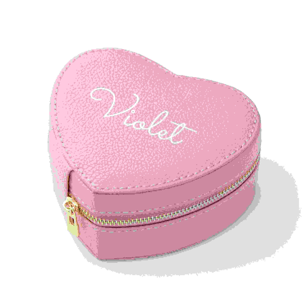 Personalised Pink Heart Jewellery Case