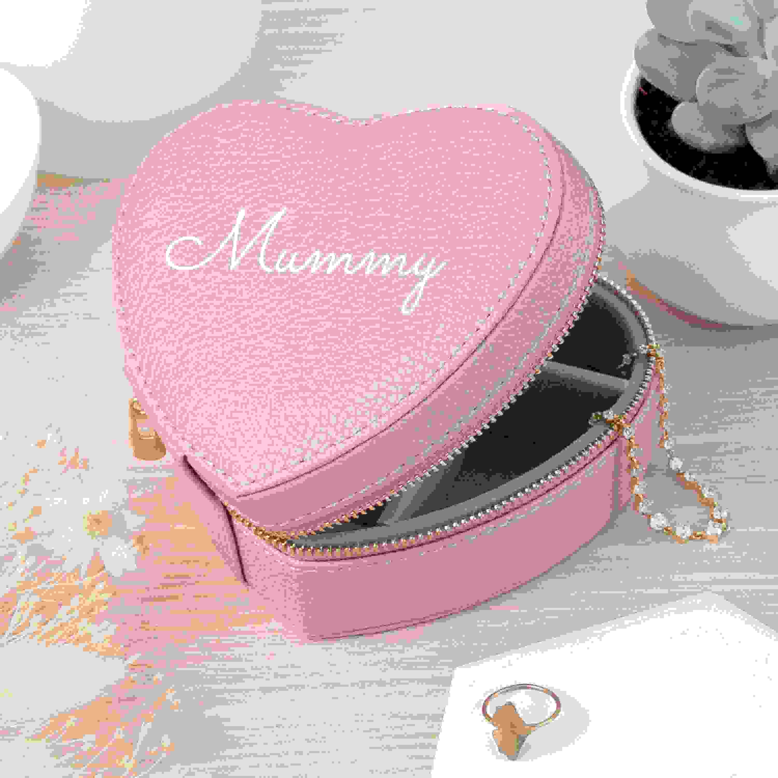 Personalised Pink Heart Jewellery Case