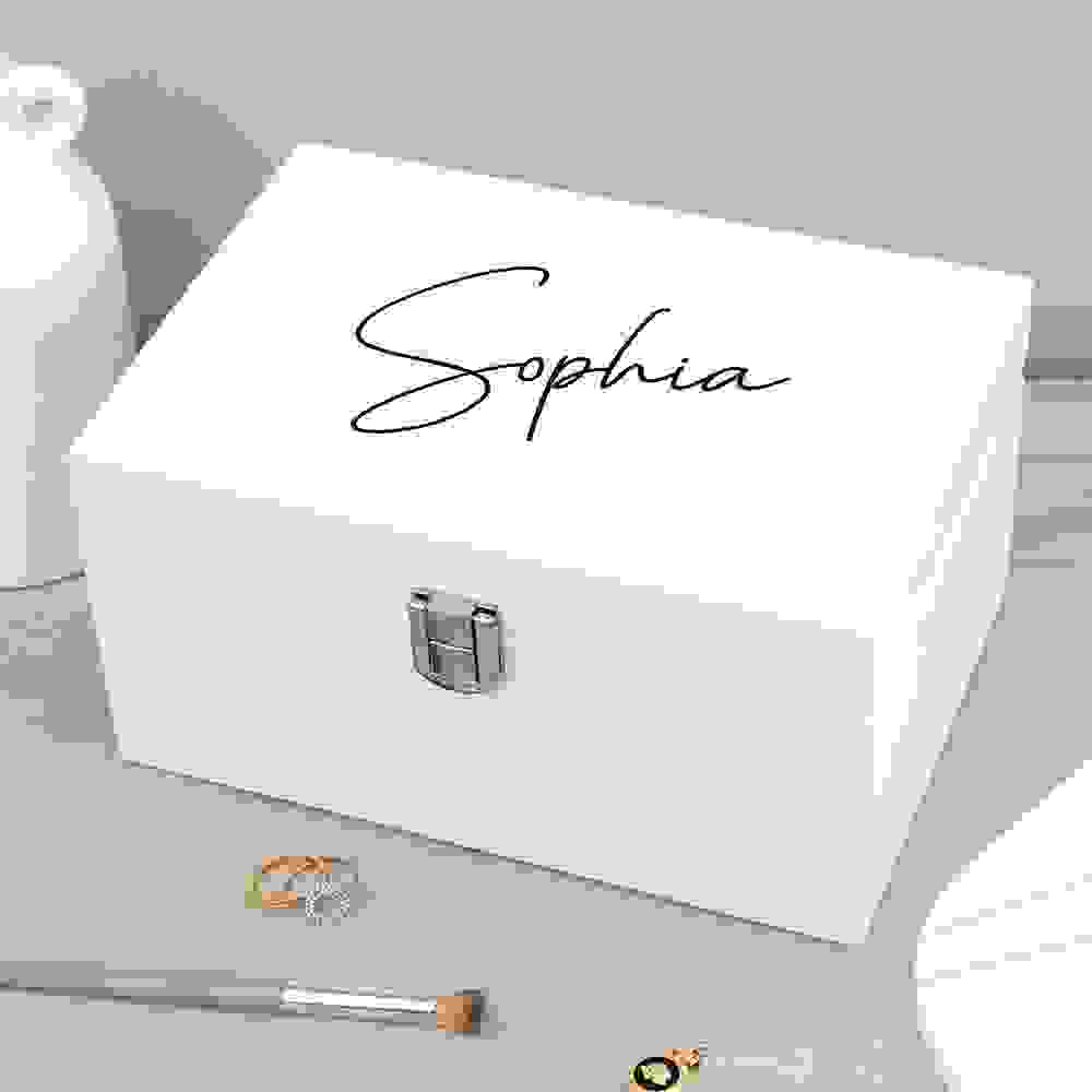 Personalised Contemporary White Mirrored Jewellery Box