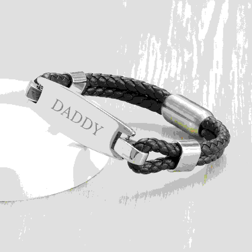 Personalised Men's Leather ID Bracelet