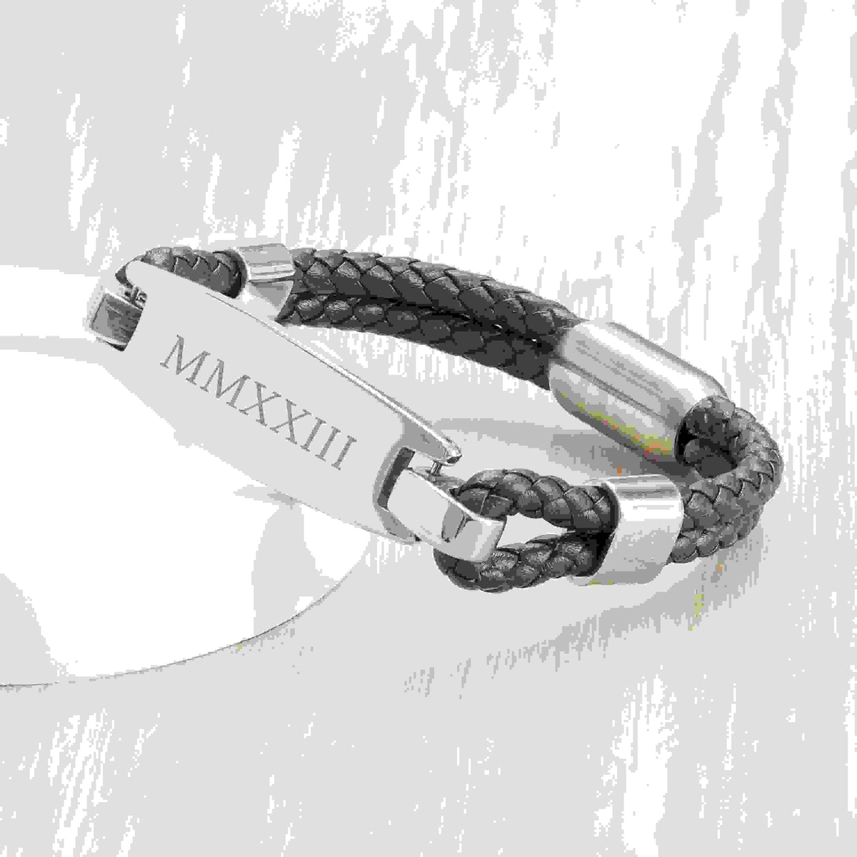 Personalised Men's Leather ID Bracelet