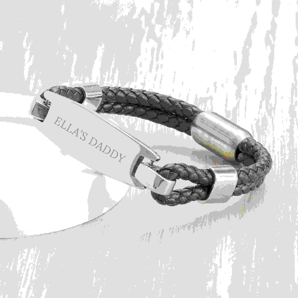 Personalised Men's Leather ID Bracelet