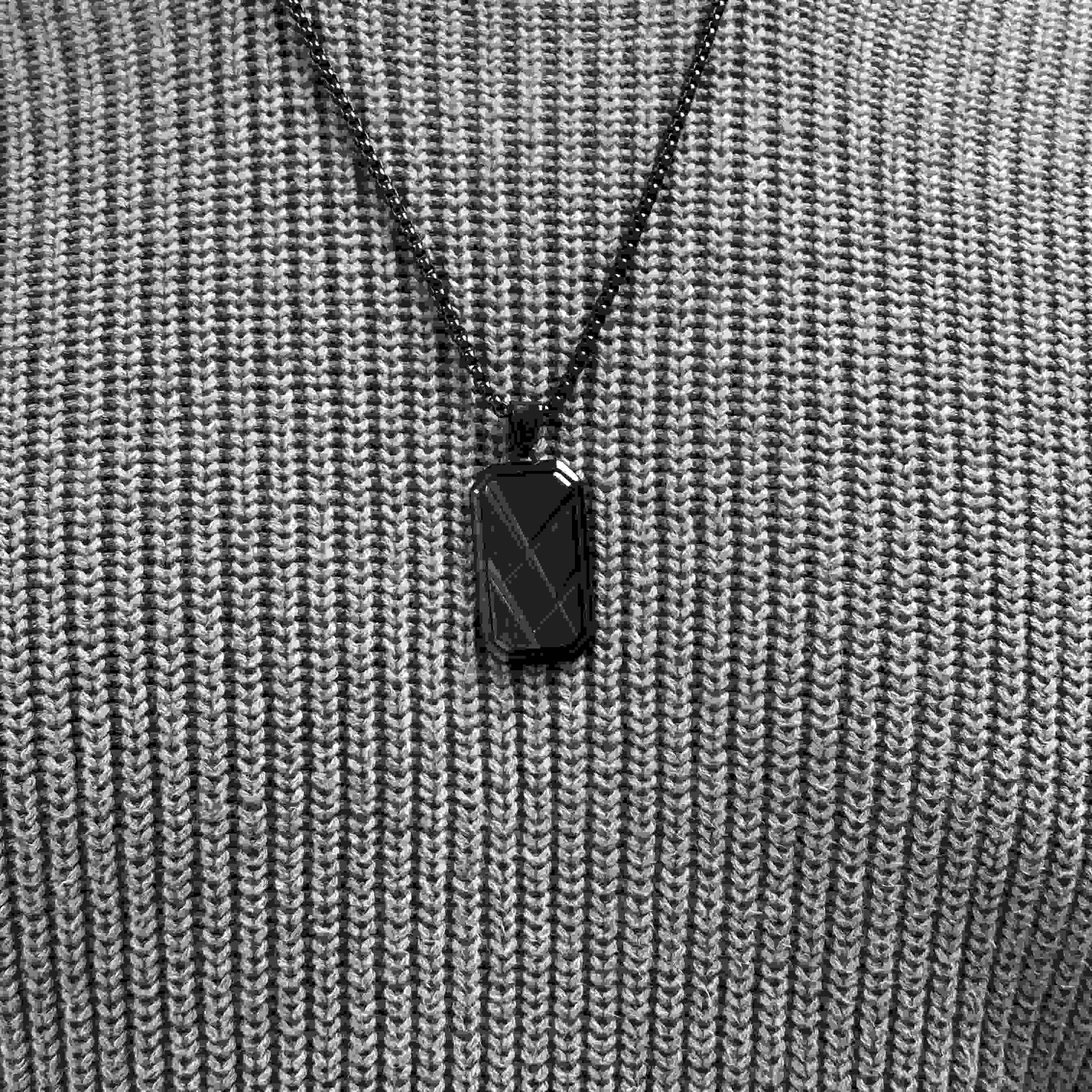 Personalised Men’s Contemporary Black Dog Tag Necklace